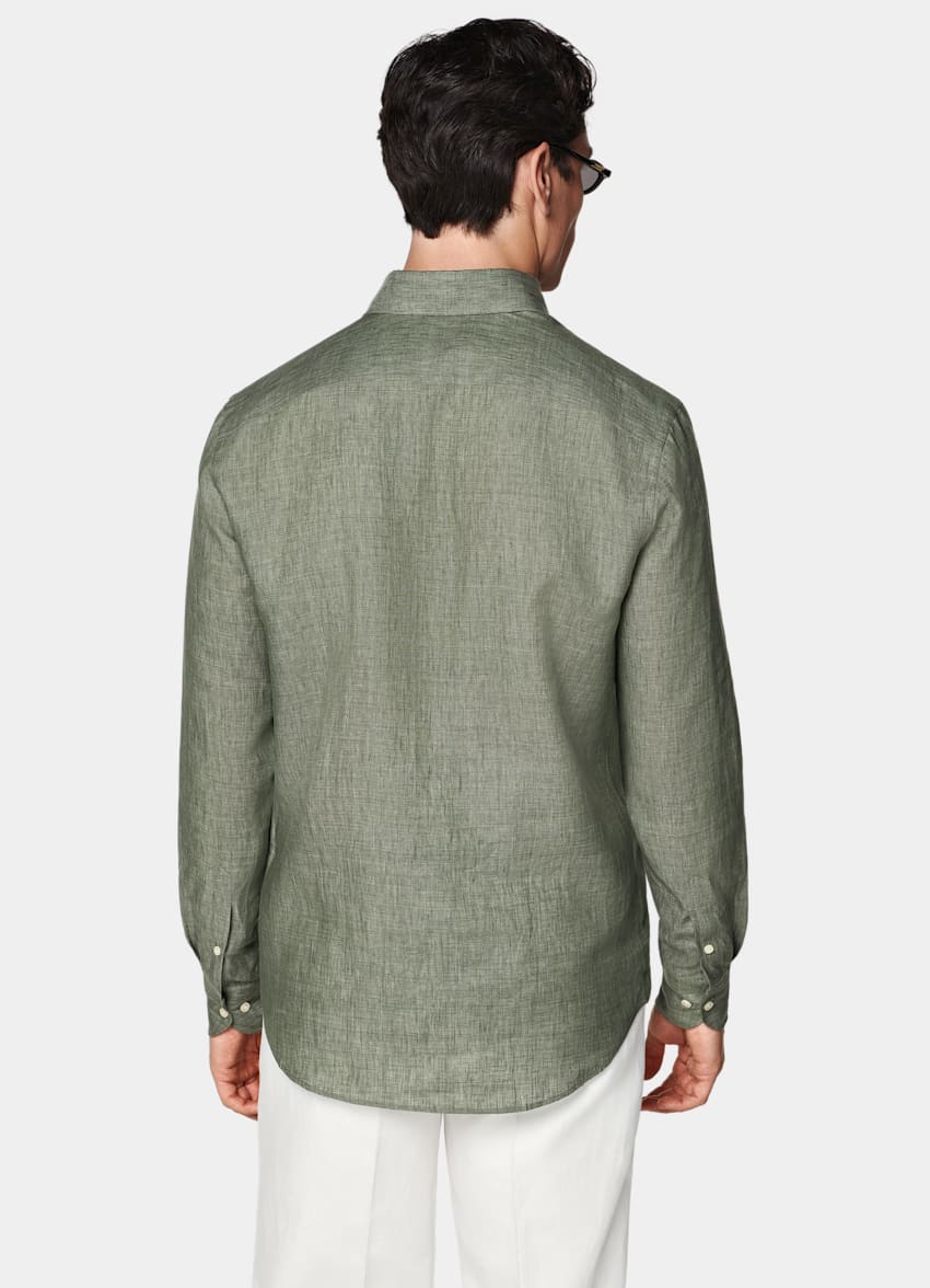 SUITSUPPLY Pure Linen by Albini, Italy Green Relaxed Fit Shirt