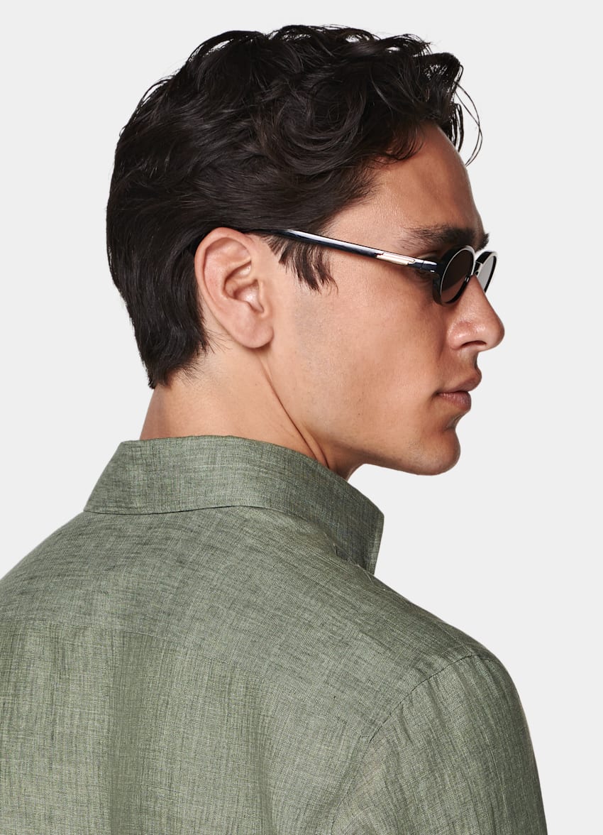 SUITSUPPLY Pure Linen by Albini, Italy Green Relaxed Fit Shirt