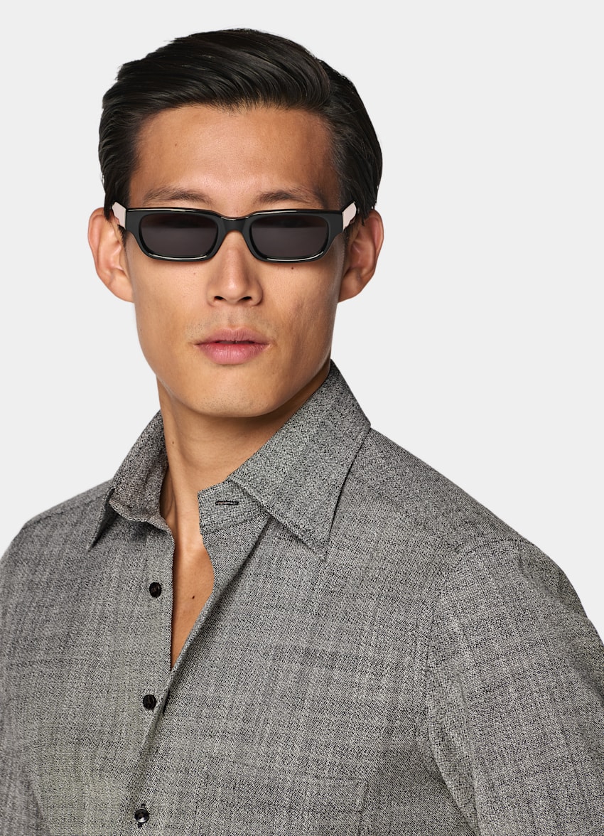 SUITSUPPLY M&eacute;lange de laine - Emmetex, Italie Surchemise en m&eacute;lange de laine noire