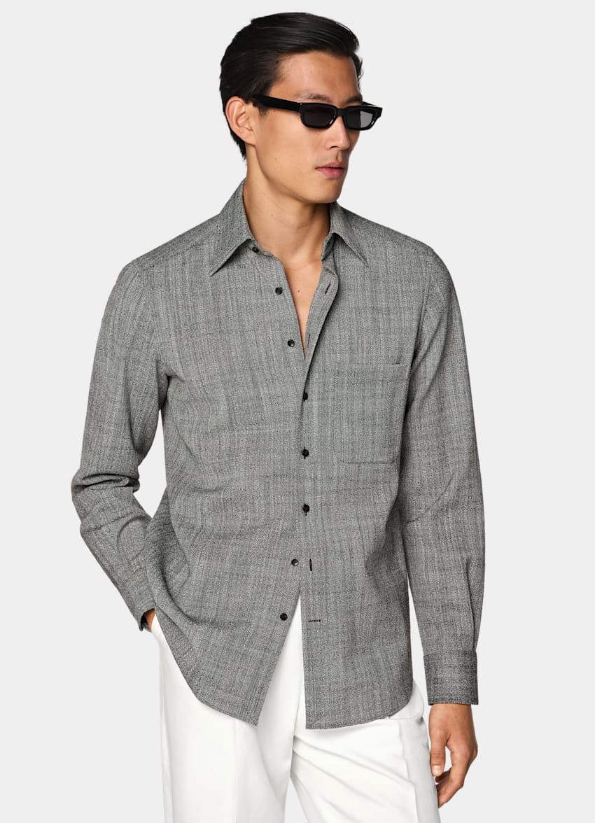 SUITSUPPLY M&eacute;lange de laine - Emmetex, Italie Surchemise en m&eacute;lange de laine noire