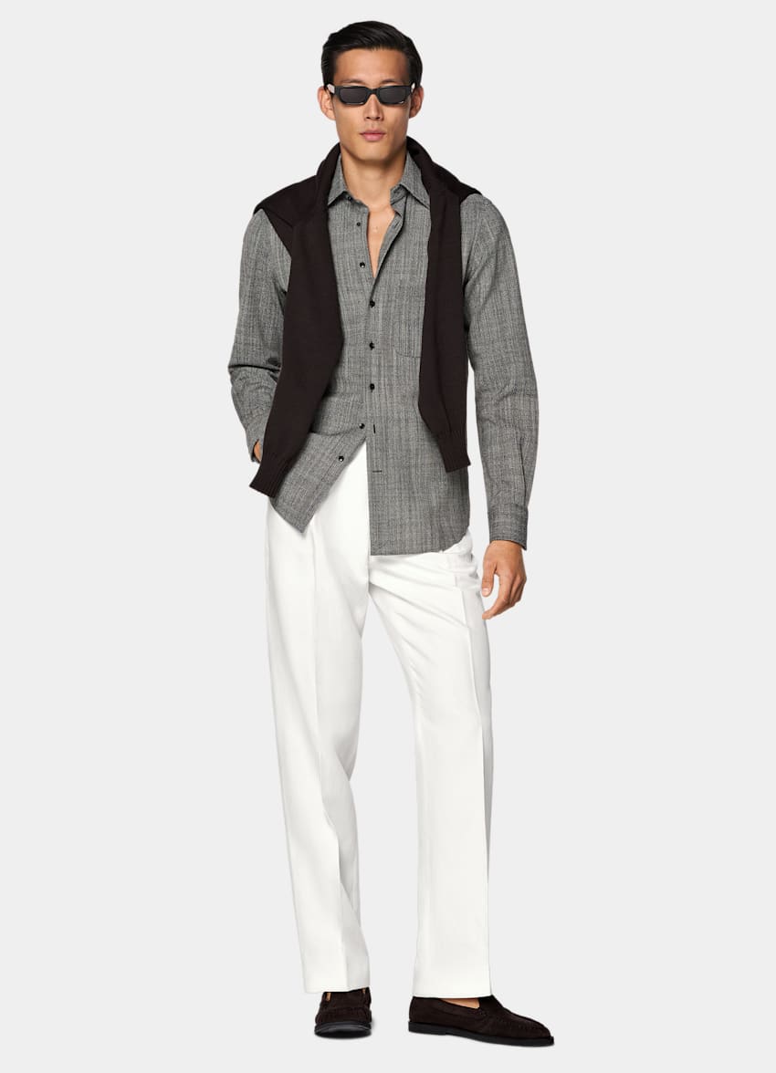 SUITSUPPLY M&eacute;lange de laine - Emmetex, Italie Surchemise en m&eacute;lange de laine noire