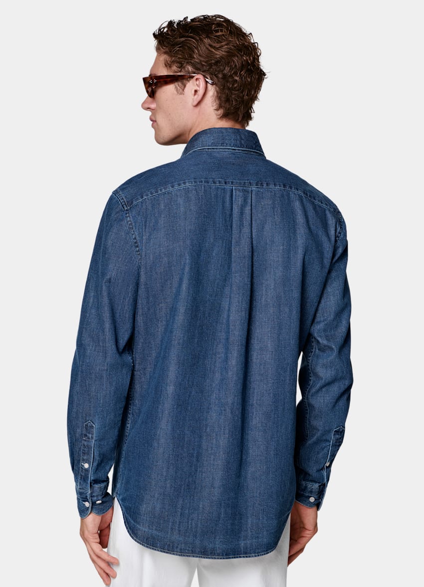 SUITSUPPLY &Auml;gyptischer Baumwolle-Denim von Canclini, Italien Dunkelblaues Denim-Hemd