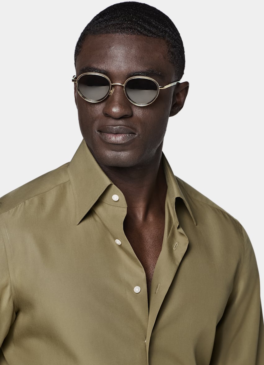 SUITSUPPLY Lyocell van Sidogras, Spanje Groen Lyocell Overhemd