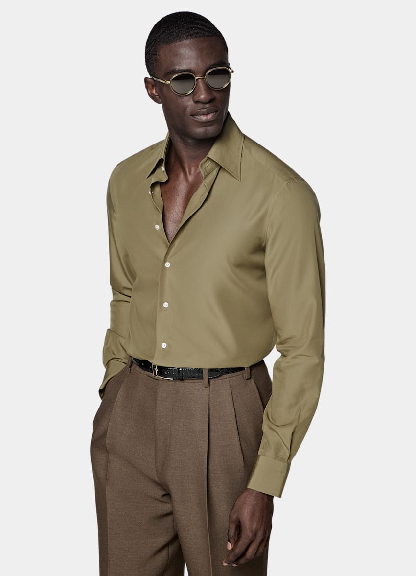 SUITSUPPLY Lyocell van Sidogras, Spanje Groen Lyocell Overhemd