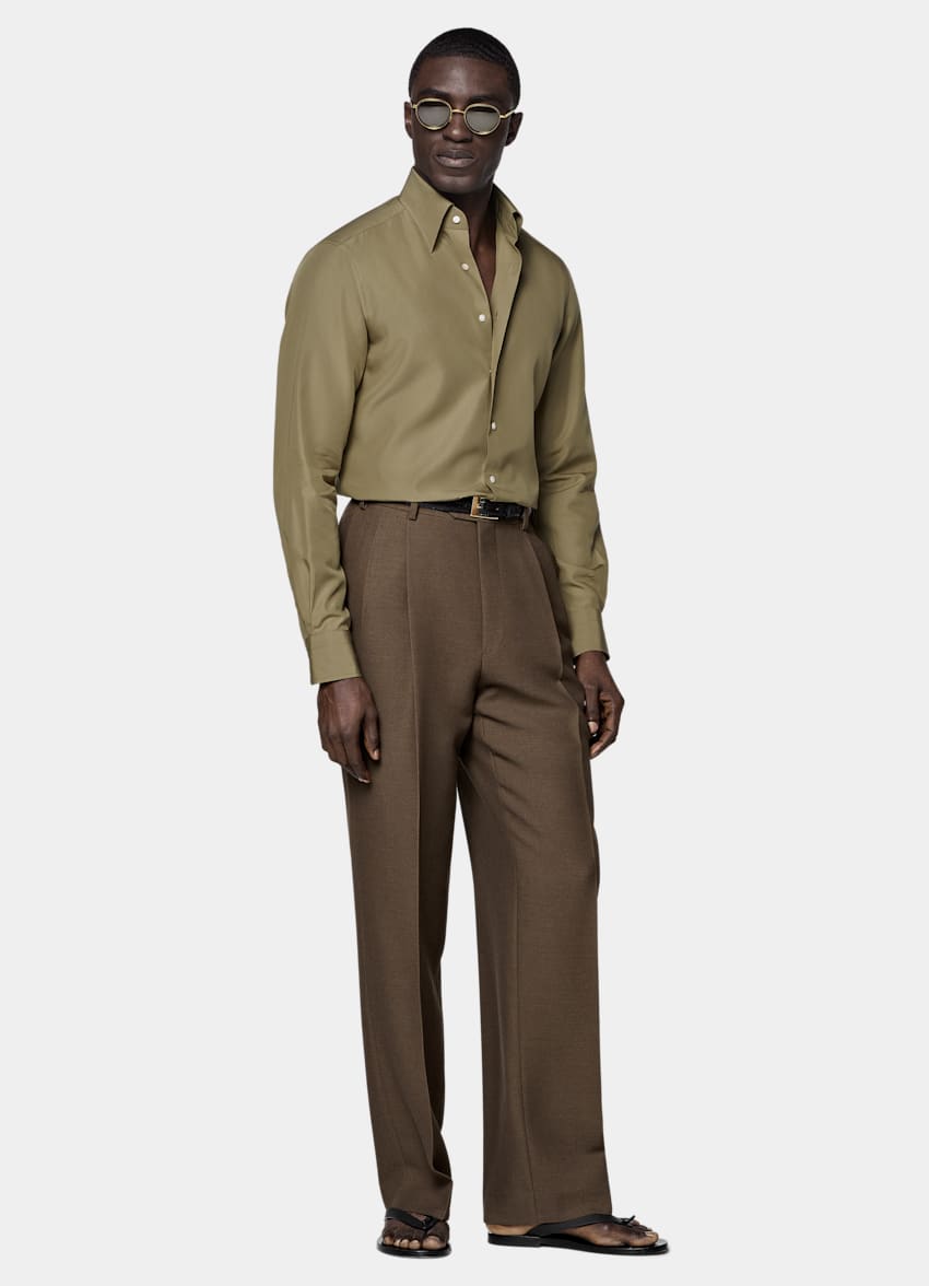 SUITSUPPLY Lyocell van Sidogras, Spanje Groen Lyocell Overhemd