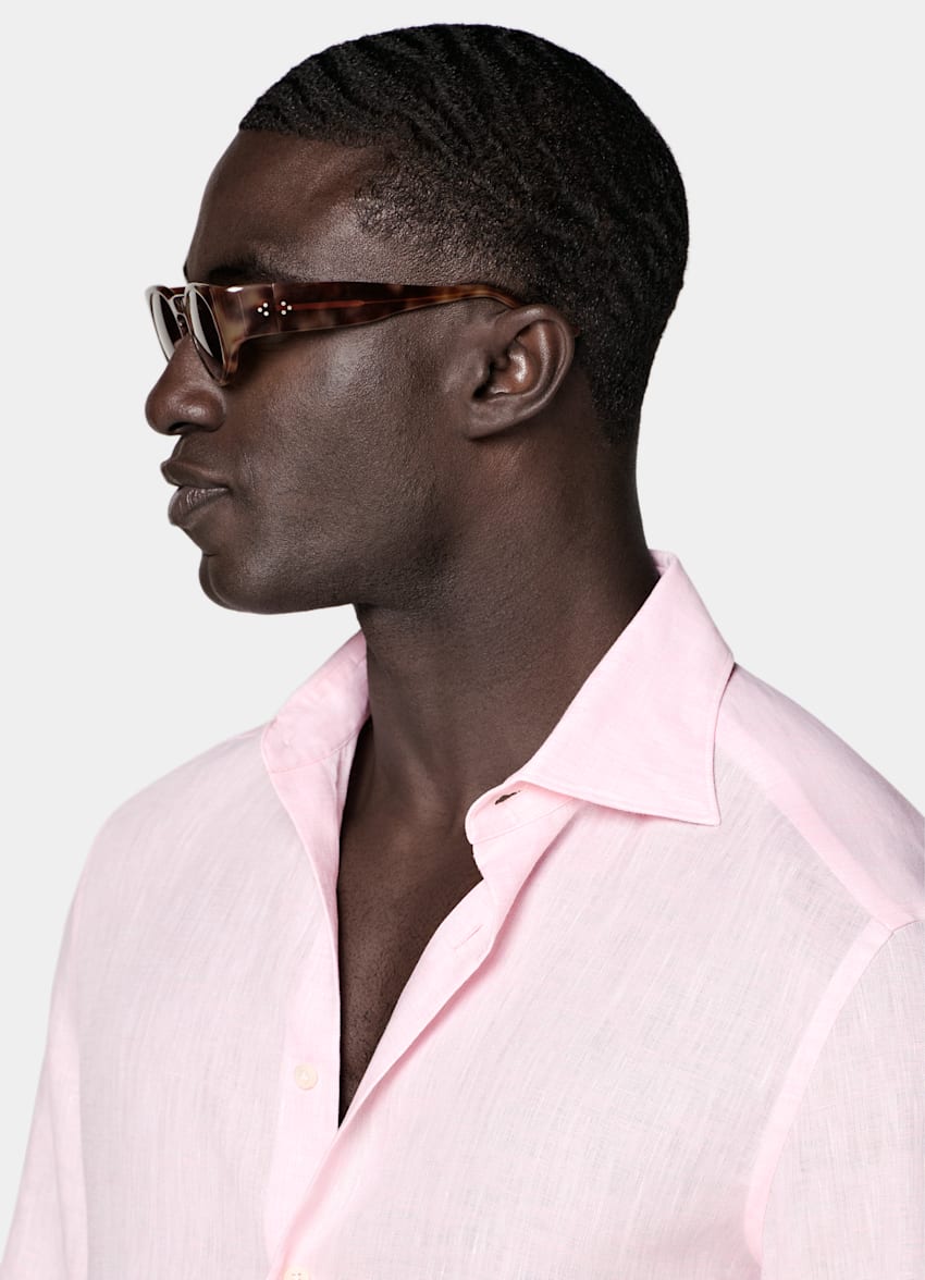 SUITSUPPLY Puur linnen van Albini, Itali&euml; Roze Linnen Overhemd