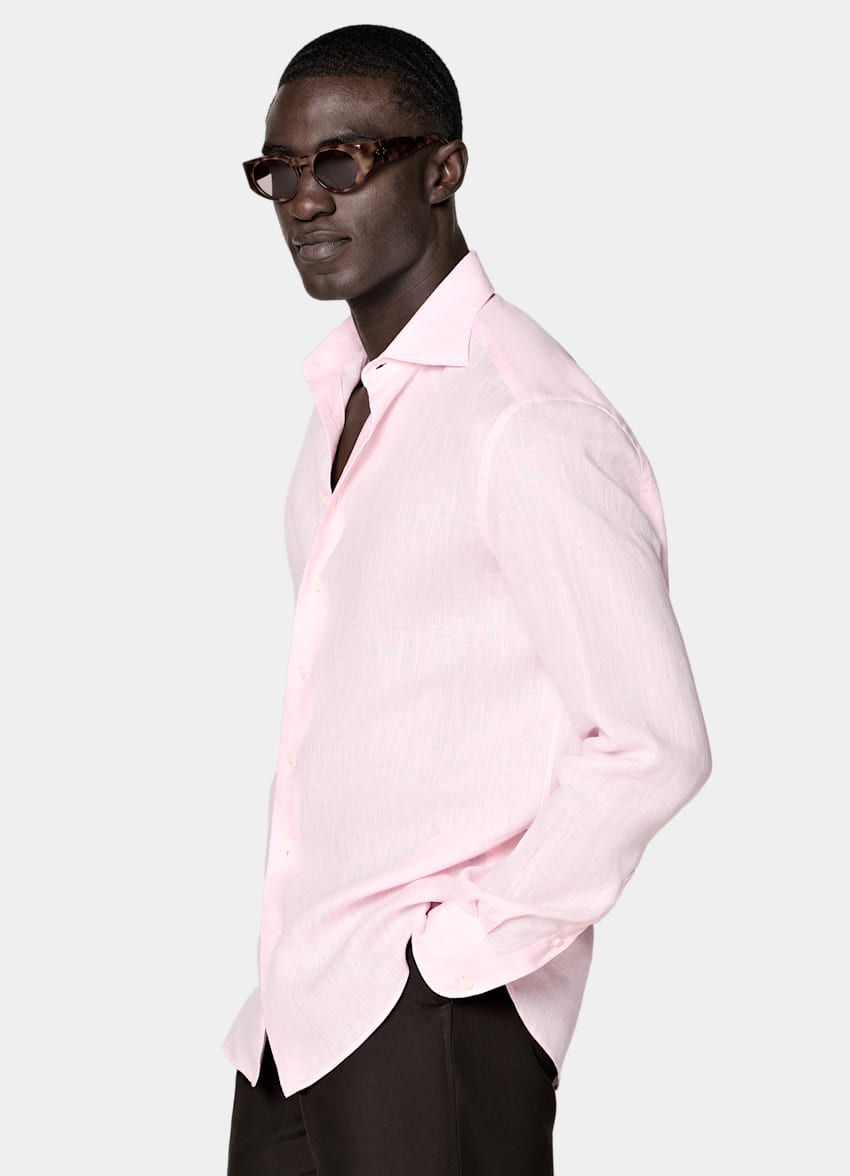 SUITSUPPLY Puur linnen van Albini, Itali&euml; Roze Linnen Overhemd