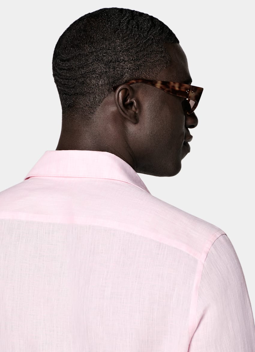 SUITSUPPLY Puur linnen van Albini, Itali&euml; Roze Linnen Overhemd