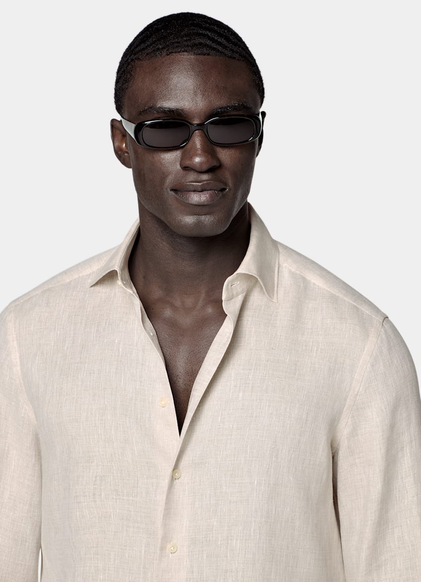 SUITSUPPLY Pure Linen by Albini, Italy Sand Linen Shirt