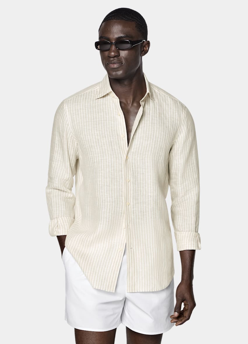 SUITSUPPLY Pure Linen de Baird McNutt, Reino Unido Light Brown Striped Linen Shirt