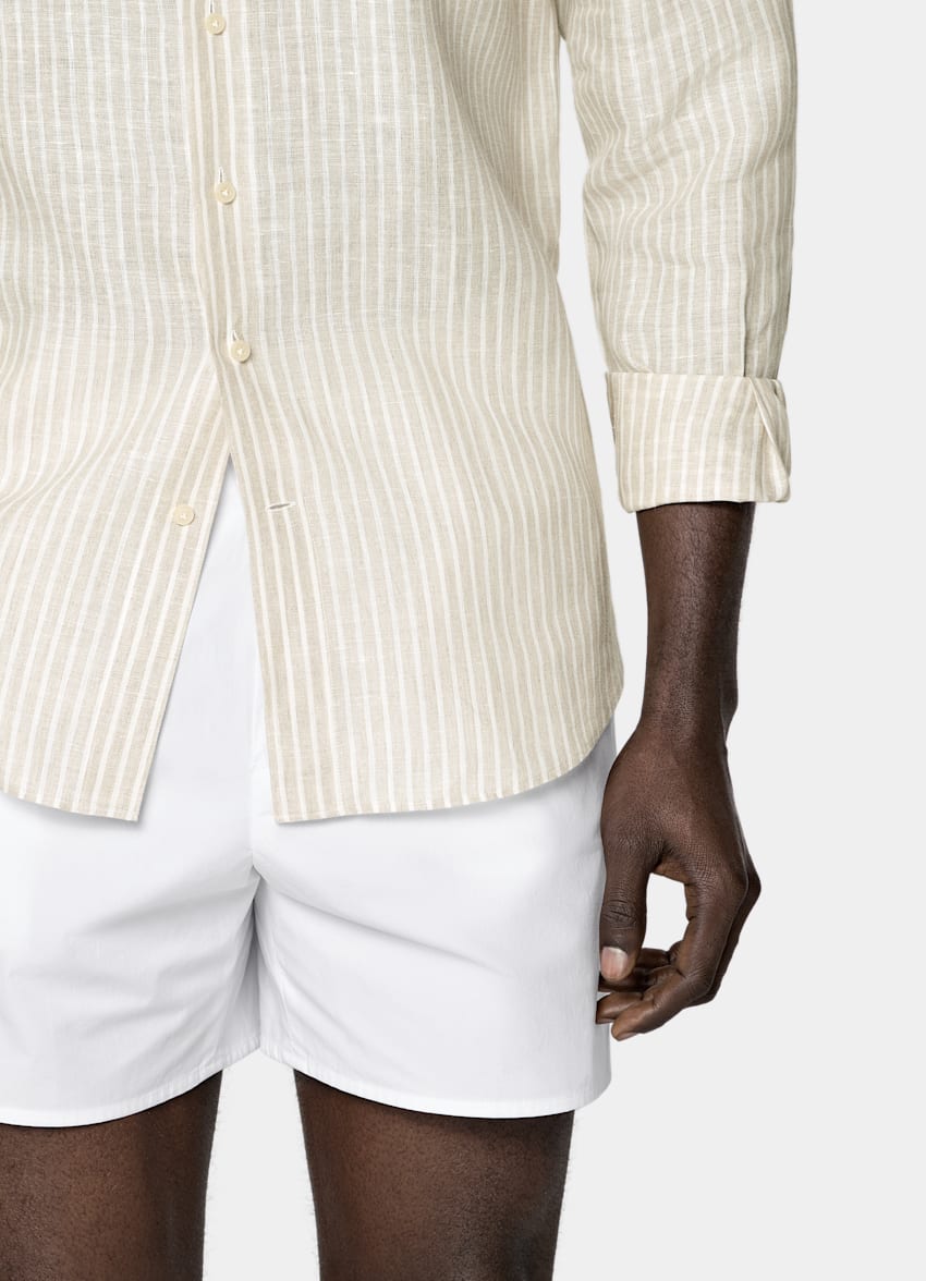 SUITSUPPLY Pure Linen de Baird McNutt, Reino Unido Light Brown Striped Linen Shirt