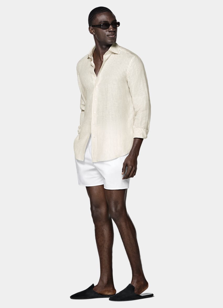 SUITSUPPLY Pure Linen de Baird McNutt, Reino Unido Light Brown Striped Linen Shirt