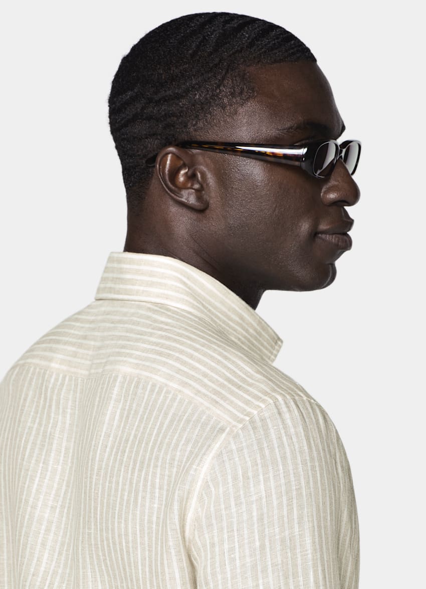 SUITSUPPLY Pure Linen de Baird McNutt, Reino Unido Light Brown Striped Linen Shirt