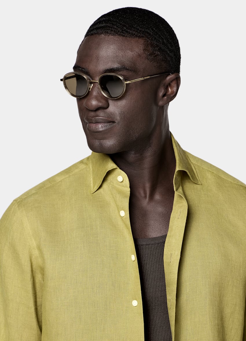 SUITSUPPLY Pure Linen by Baird McNutt, United Kingdom Light Green Linen Shirt