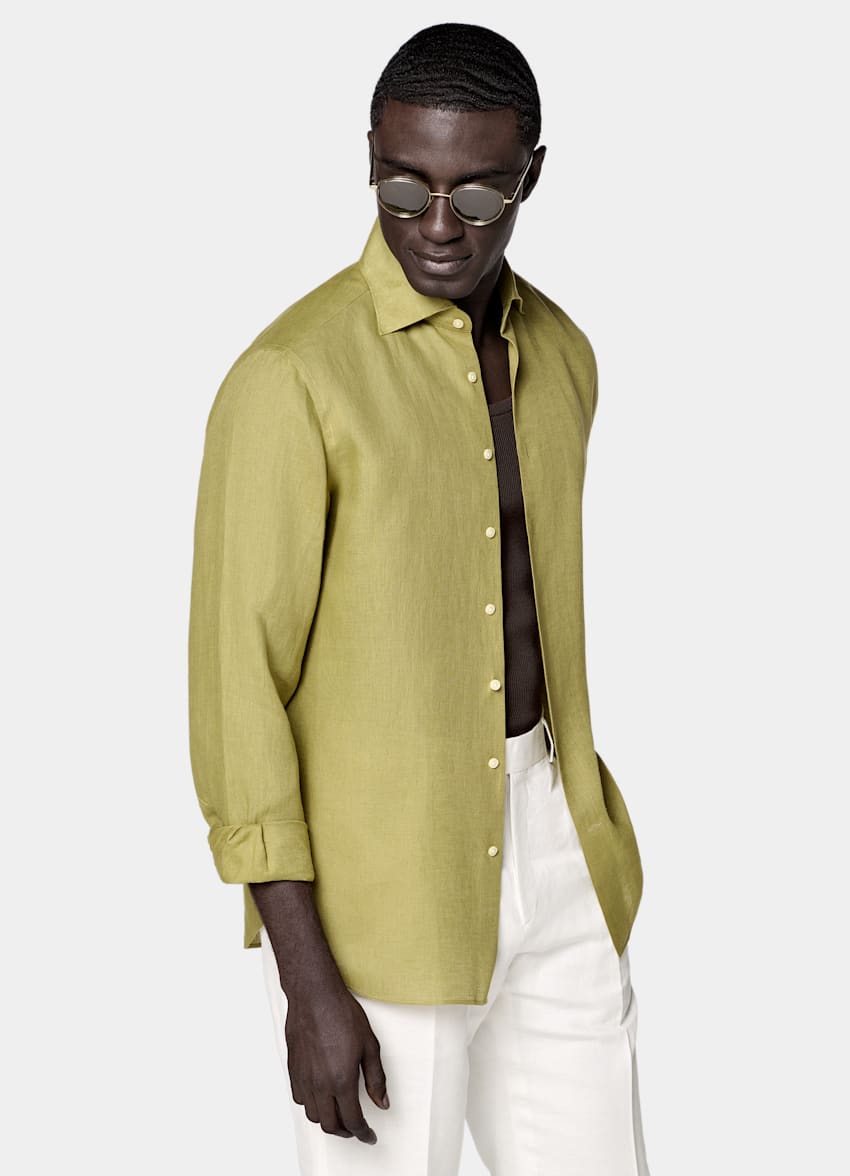 SUITSUPPLY Pure Linen by Baird McNutt, United Kingdom Light Green Linen Shirt