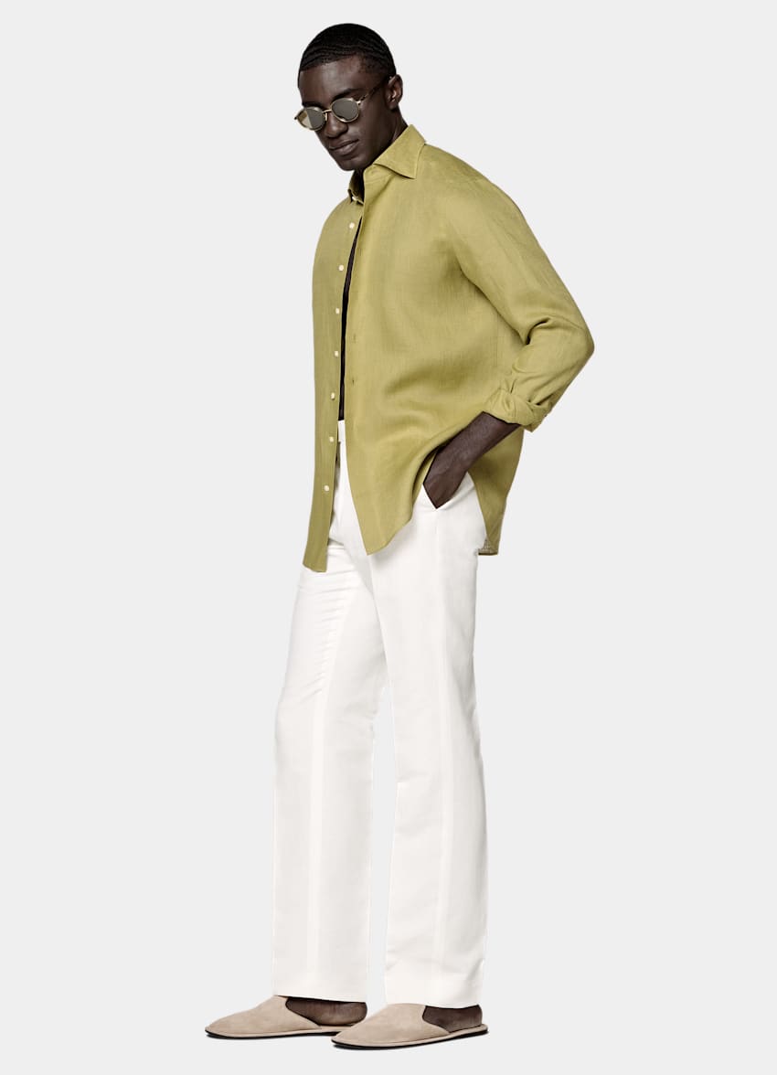 SUITSUPPLY Pure Linen by Baird McNutt, United Kingdom Light Green Linen Shirt