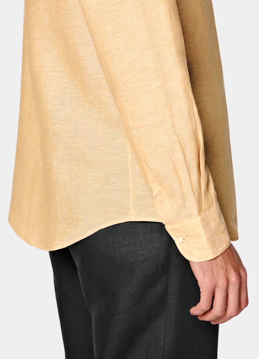 SUITSUPPLY Pure Linen by Albini, Italy Orange Linen Shirt