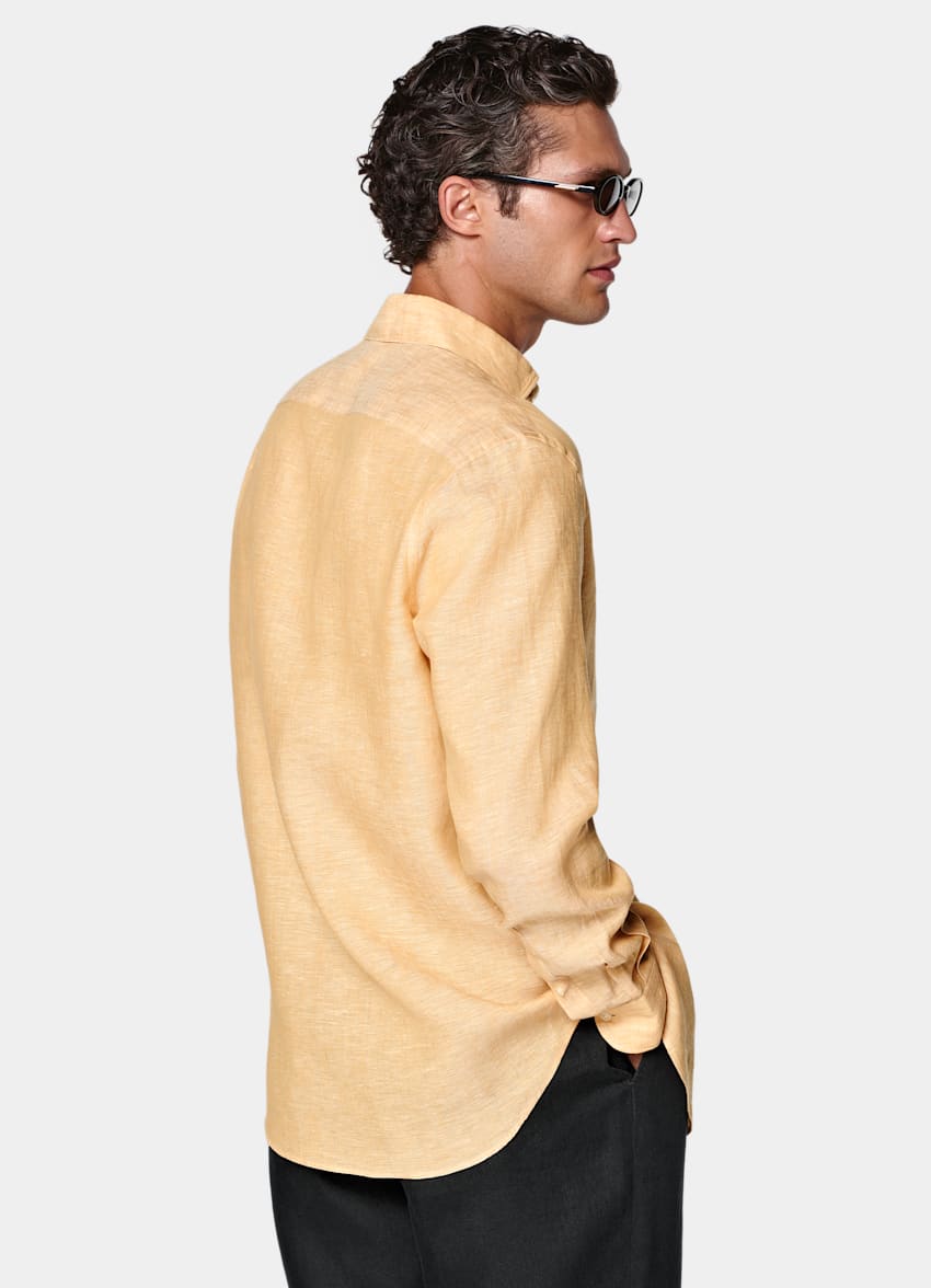 SUITSUPPLY Pure Linen by Albini, Italy Orange Linen Shirt