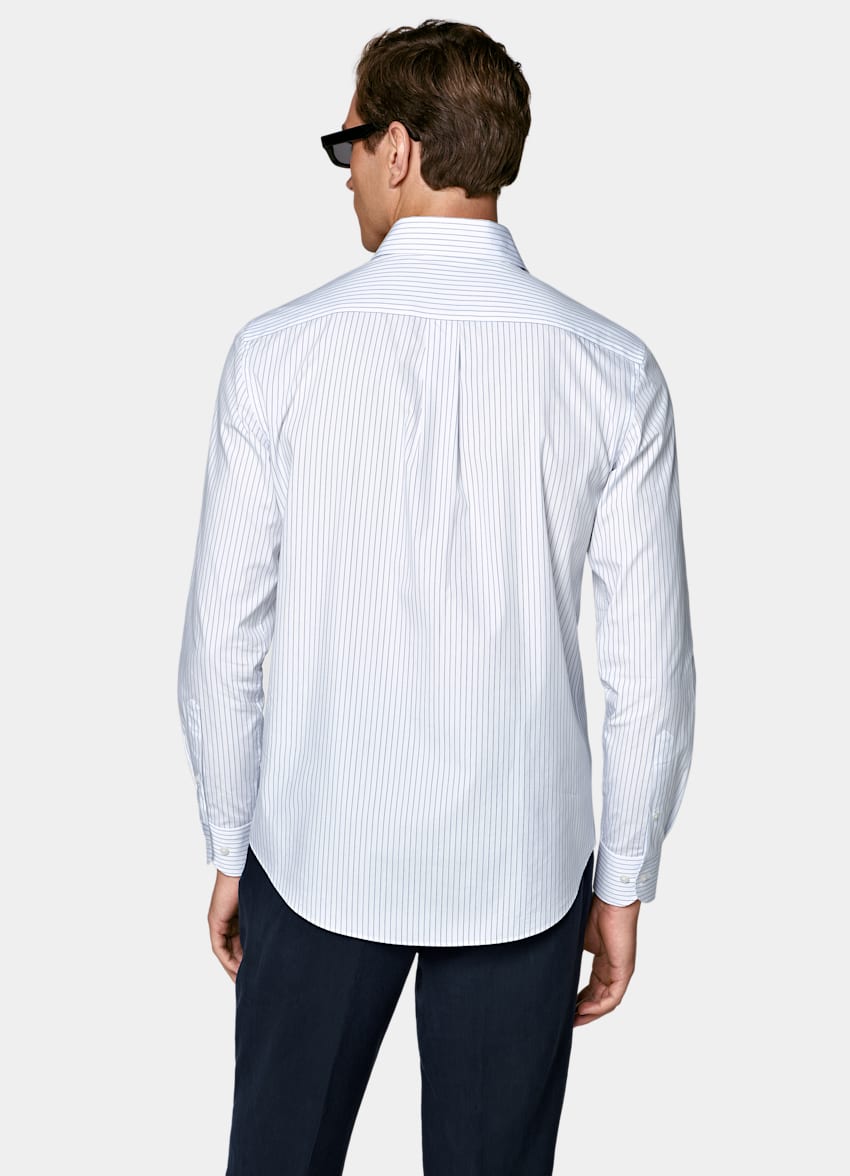 SUITSUPPLY Cotone egiziano - Sidogras, Spagna Camicia a righe blu medio colletto classico 