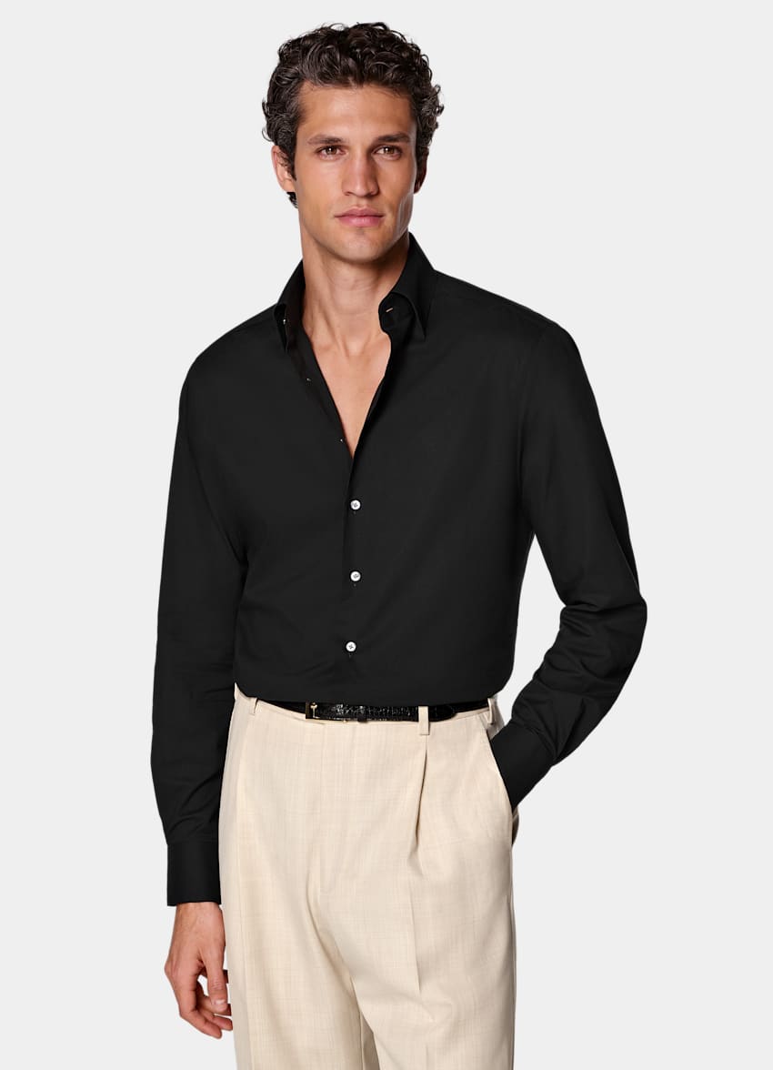 SUITSUPPLY Egyptian Cotton - Albini, Italie Black Cotton Shirt