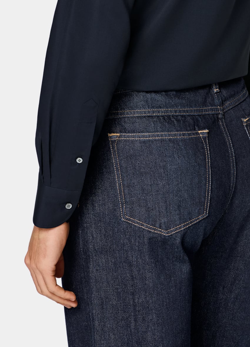 SUITSUPPLY Lyocell by Testa 1919 Srl, Italy Navy Lyocell Shirt