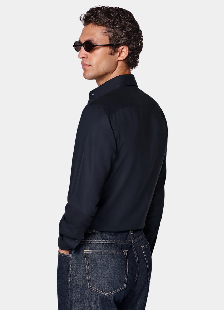 SUITSUPPLY Lyocell by Testa 1919 Srl, Italy Navy Lyocell Shirt