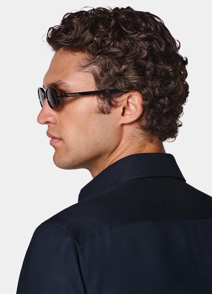 SUITSUPPLY Lyocell by Testa 1919 Srl, Italy Navy Lyocell Shirt