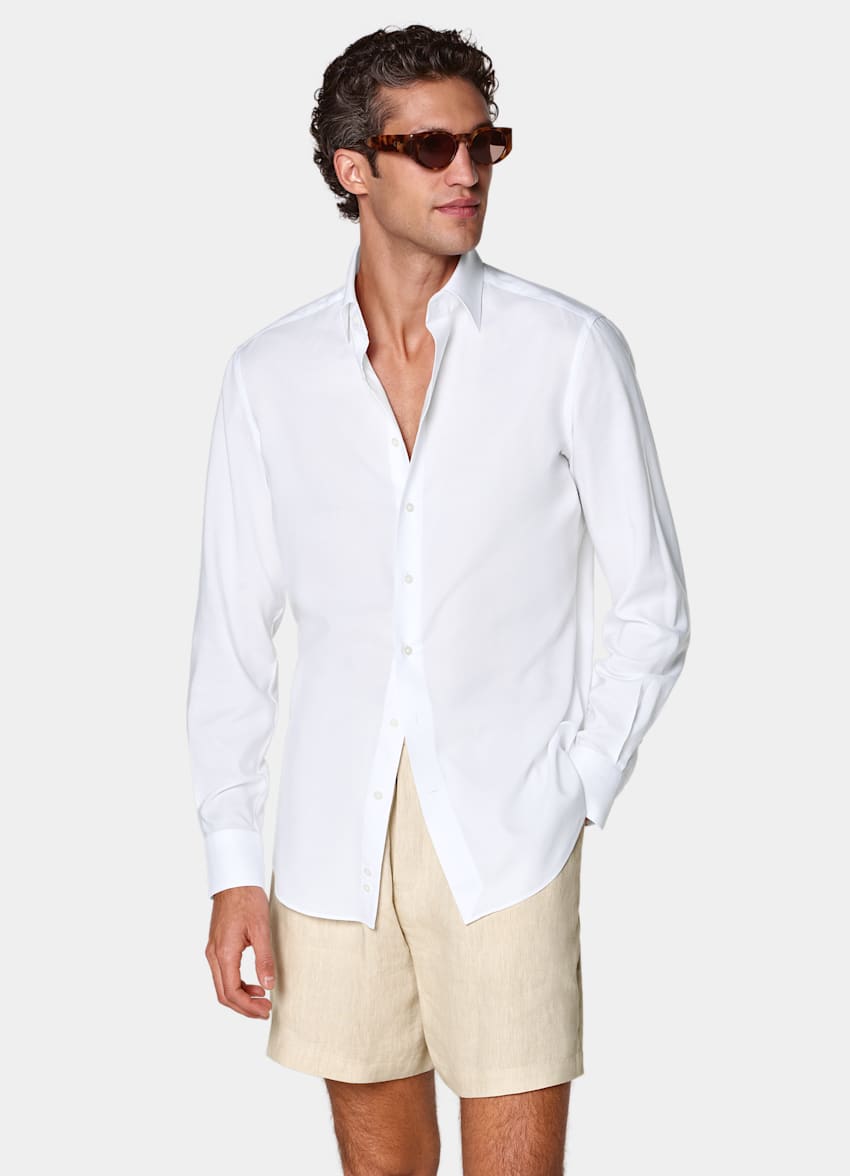 SUITSUPPLY Lyocell van Testa 1919 Srl, Itali&euml; Wit Lyocell Overhemd