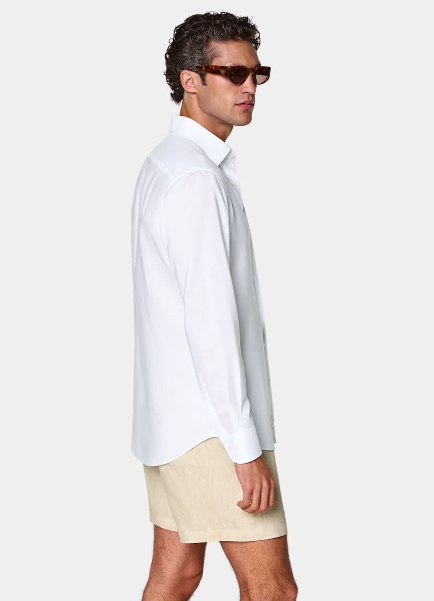 SUITSUPPLY Lyocell van Testa 1919 Srl, Itali&euml; Wit Lyocell Overhemd