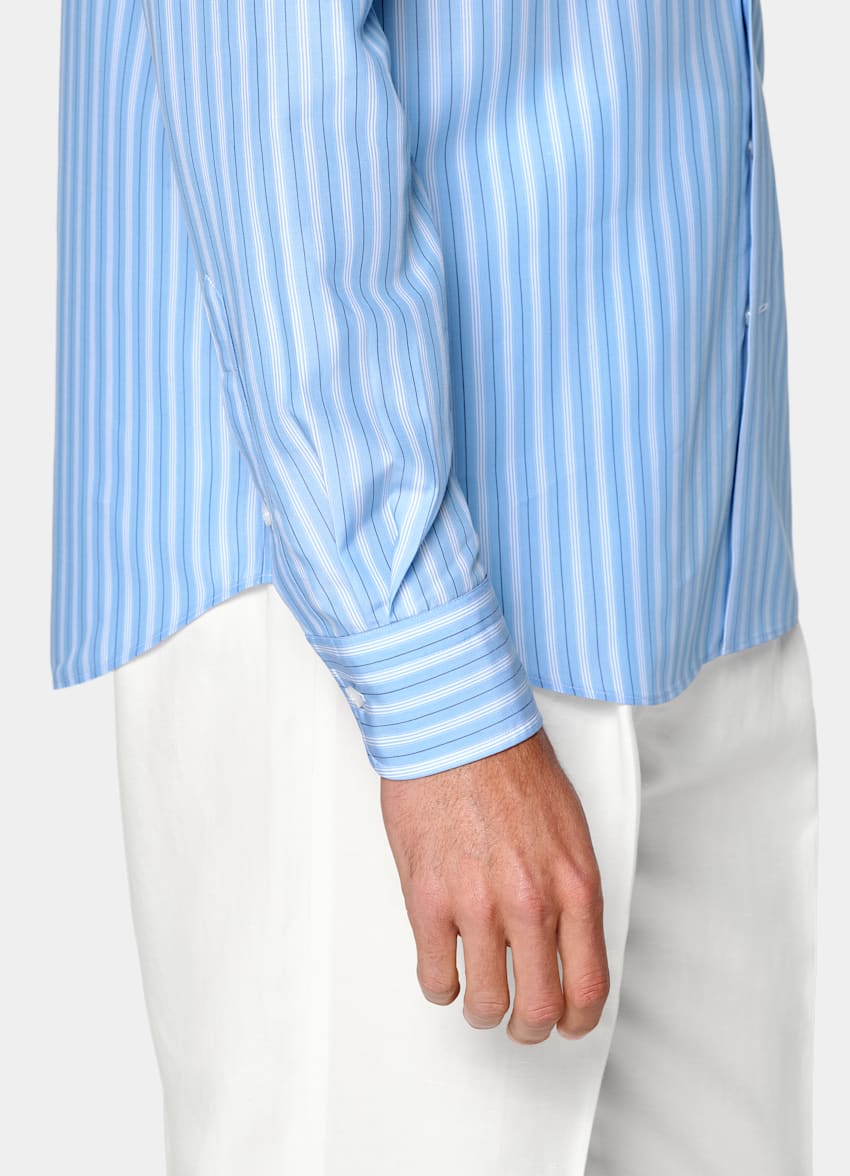 SUITSUPPLY Tencel de Sidogras, Espa&ntilde;a Camisa de lyocell a rayas azul medio