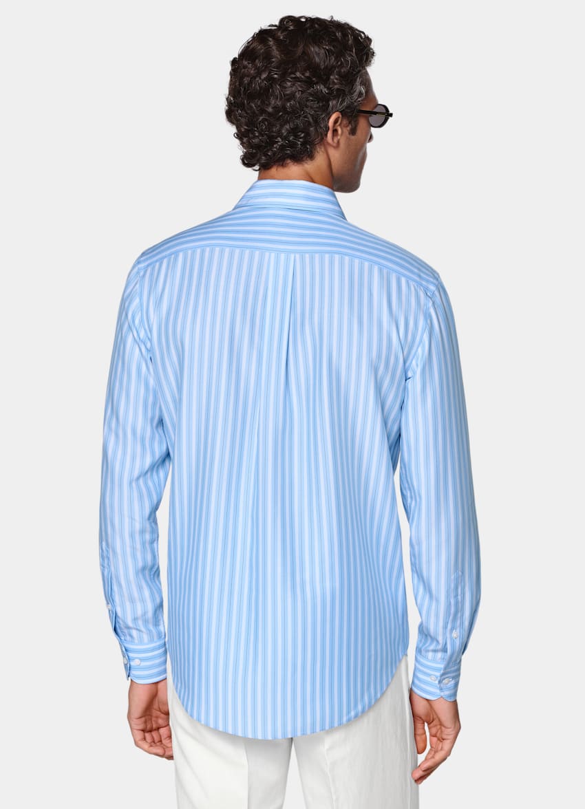 SUITSUPPLY Tencel de Sidogras, Espa&ntilde;a Camisa de lyocell a rayas azul medio