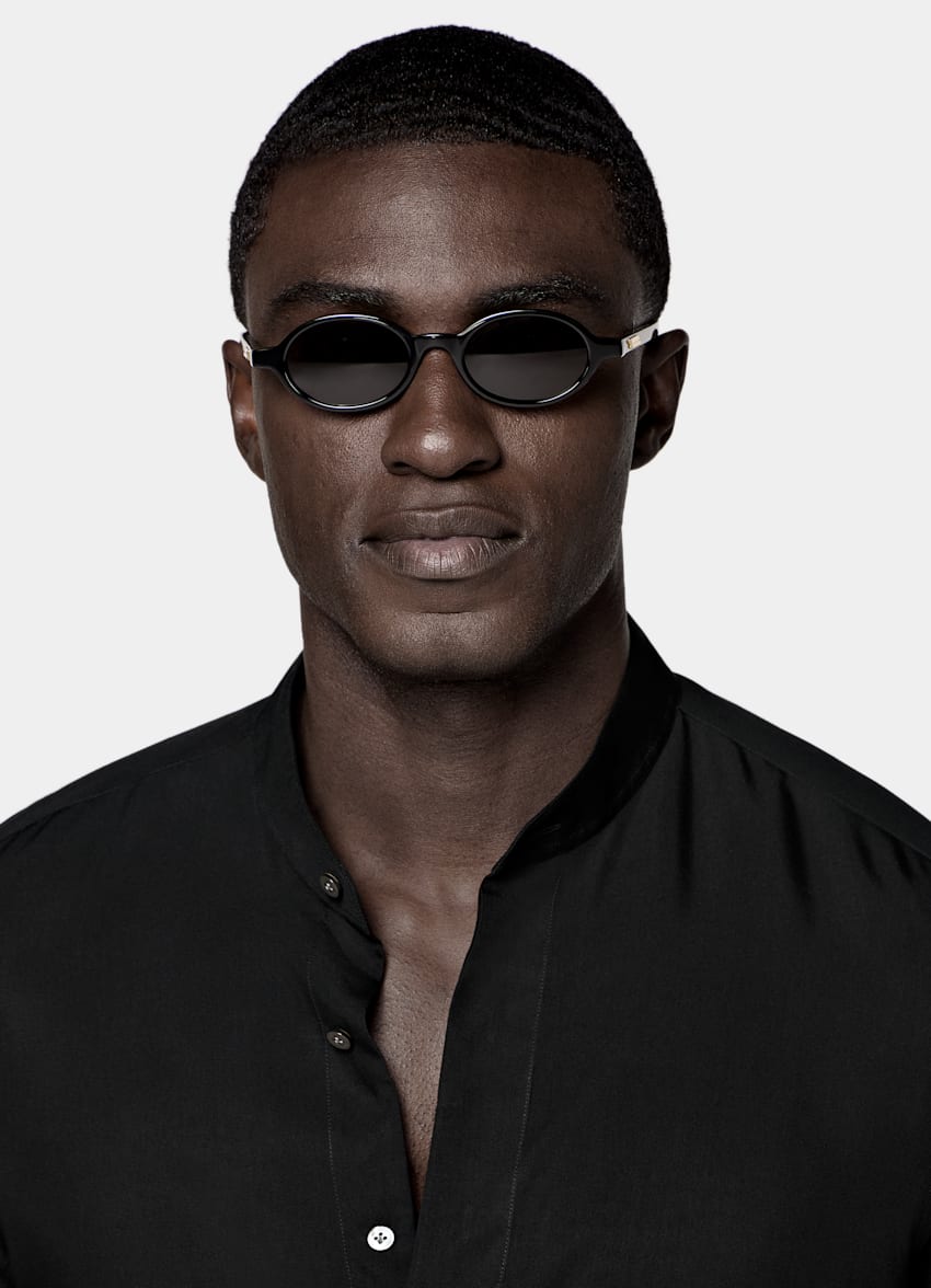 SUITSUPPLY Lyocell et soie - Albini, Italie Chemise noire en lyocell et soie