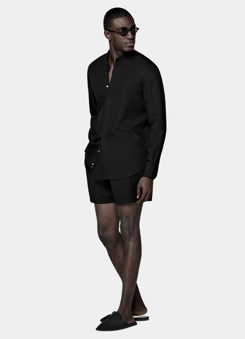 SUITSUPPLY Lyocell et soie - Albini, Italie Chemise noire en lyocell et soie