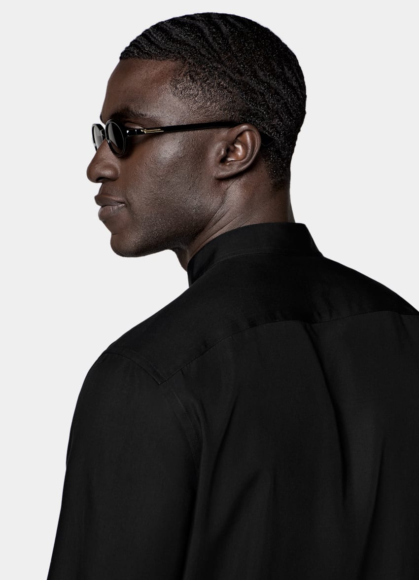 SUITSUPPLY Lyocell et soie - Albini, Italie Chemise noire en lyocell et soie