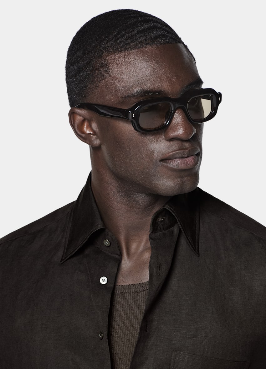 SUITSUPPLY Linen Silk by Beste, Italy Dark Brown Linen Silk Overshirt