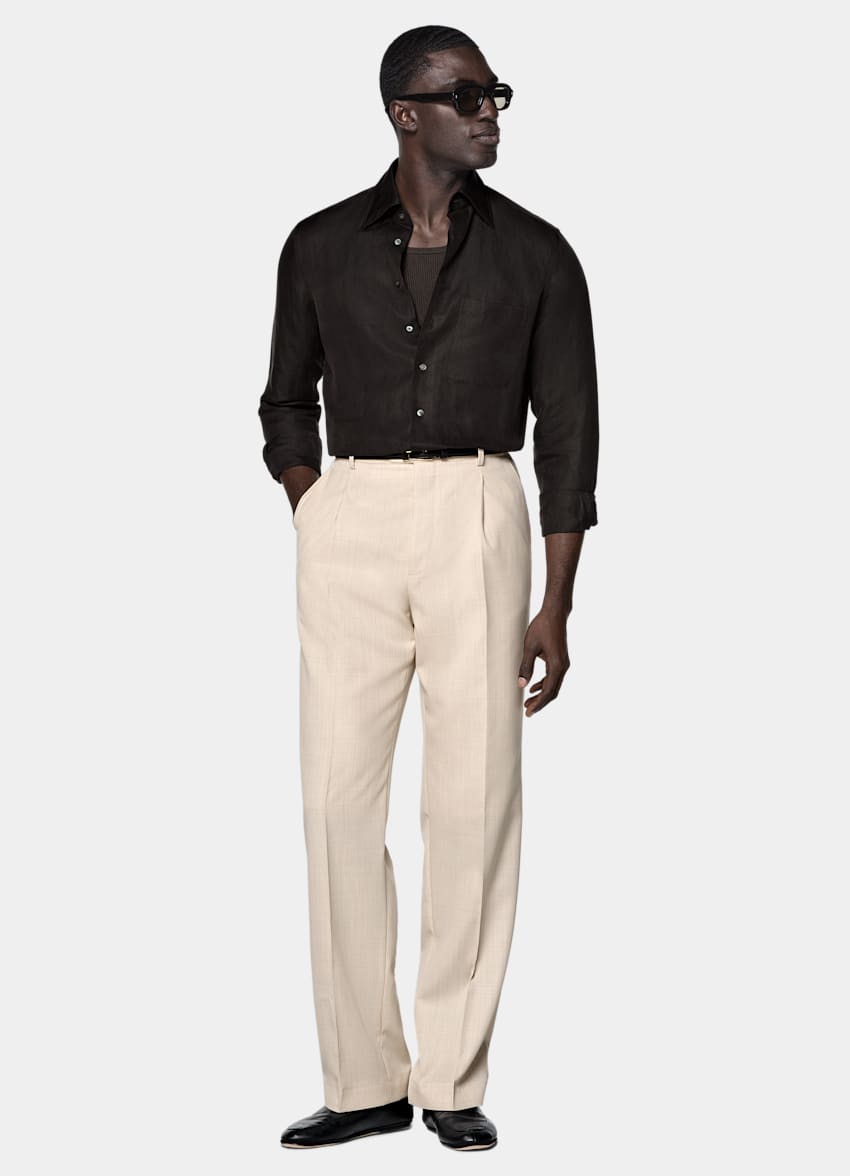 SUITSUPPLY Linen Silk by Beste, Italy Dark Brown Linen Silk Overshirt