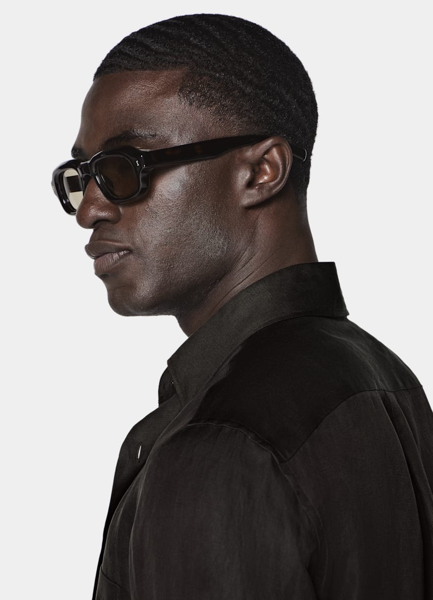 SUITSUPPLY Linen Silk by Beste, Italy Dark Brown Linen Silk Overshirt