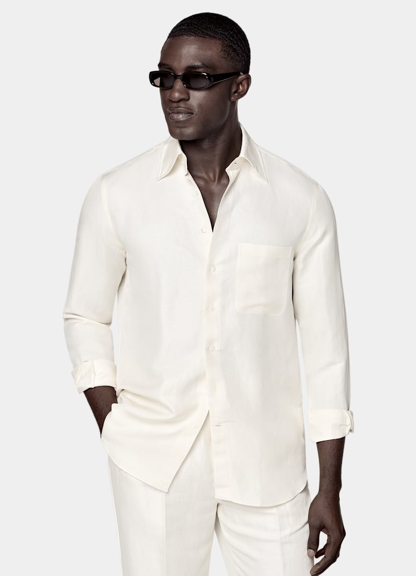 SUITSUPPLY Linen Silk von Beste, Italien Off-White Linen Silk Overshirt