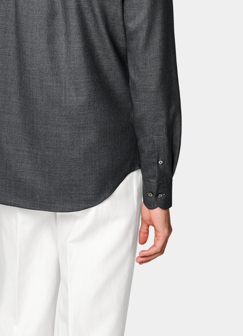 SUITSUPPLY Pure Wool by Vitale Barberis Canonico, Italy Dark Grey Wool Overshirt