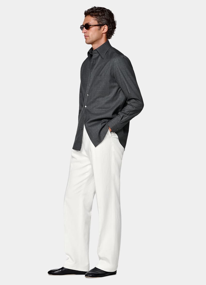 SUITSUPPLY Pure Wool by Vitale Barberis Canonico, Italy Dark Grey Wool Overshirt