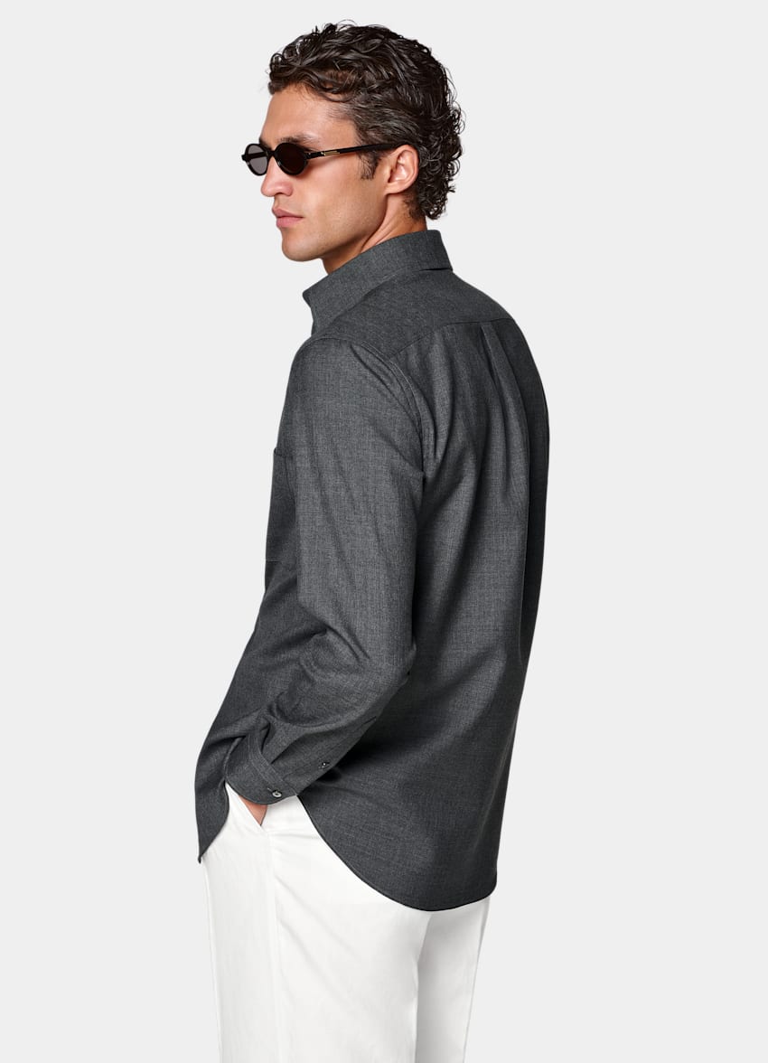 SUITSUPPLY Pure Wool by Vitale Barberis Canonico, Italy Dark Grey Wool Overshirt