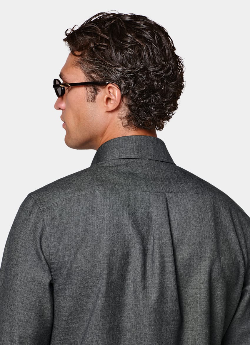 SUITSUPPLY Pure Wool by Vitale Barberis Canonico, Italy Dark Grey Wool Overshirt