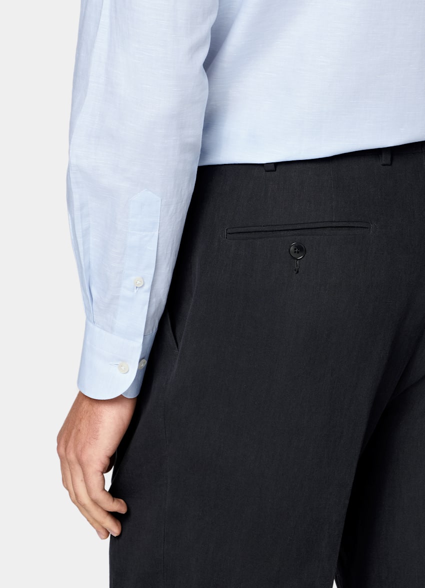 SUITSUPPLY Cotton Linen by Testa 1919 Srl, Italy Light Blue Classic Collar Shirt