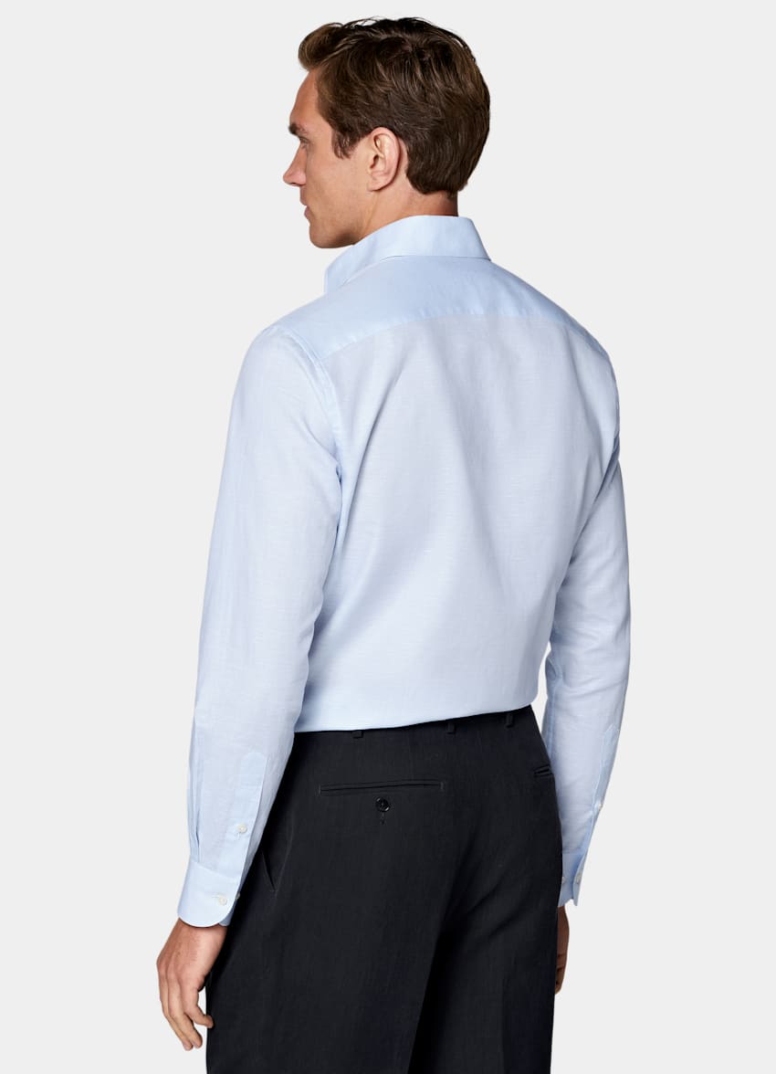 SUITSUPPLY Cotton Linen by Testa 1919 Srl, Italy Light Blue Classic Collar Shirt