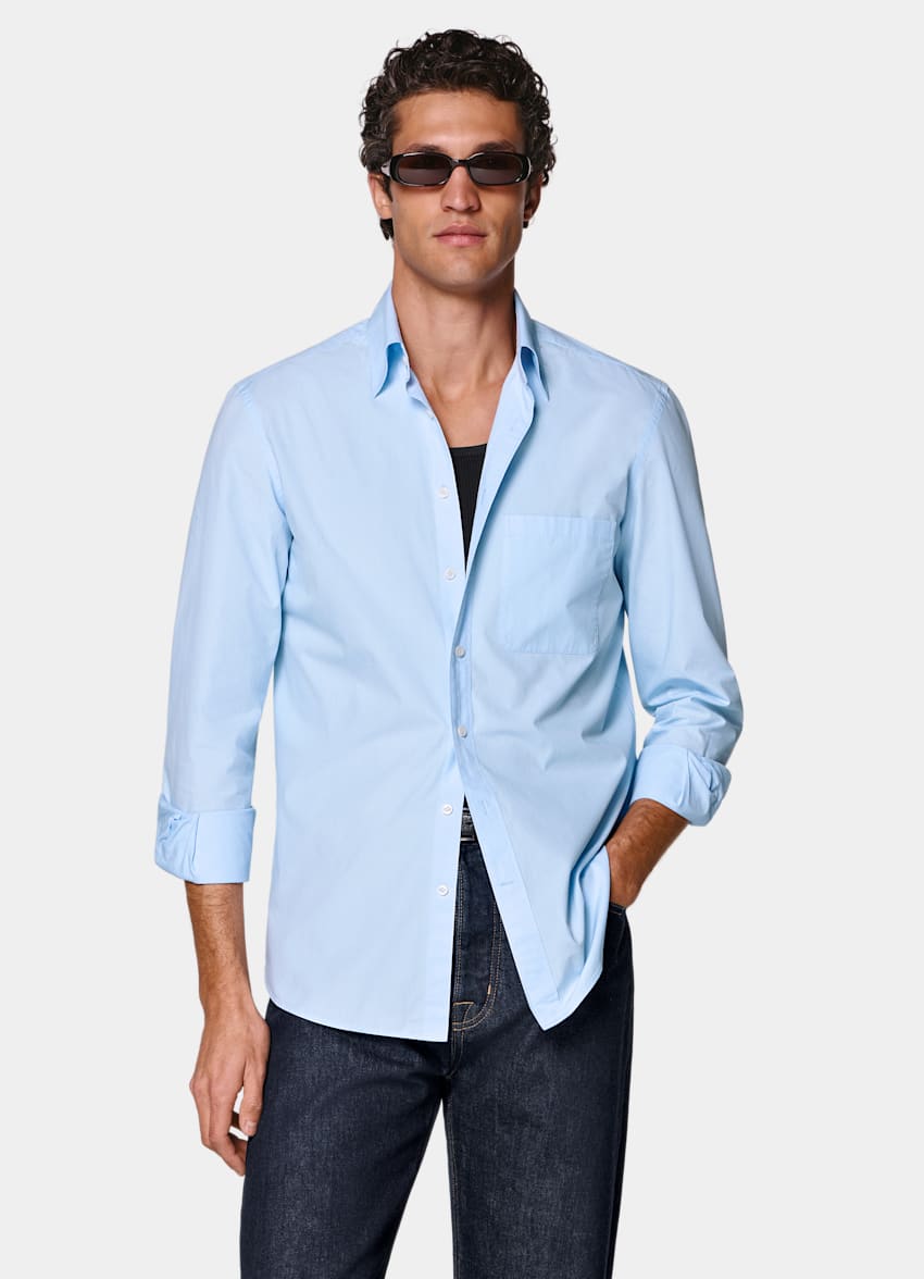SUITSUPPLY Pur coton - Sidogras, Espagne Chemise en coton bleu clair