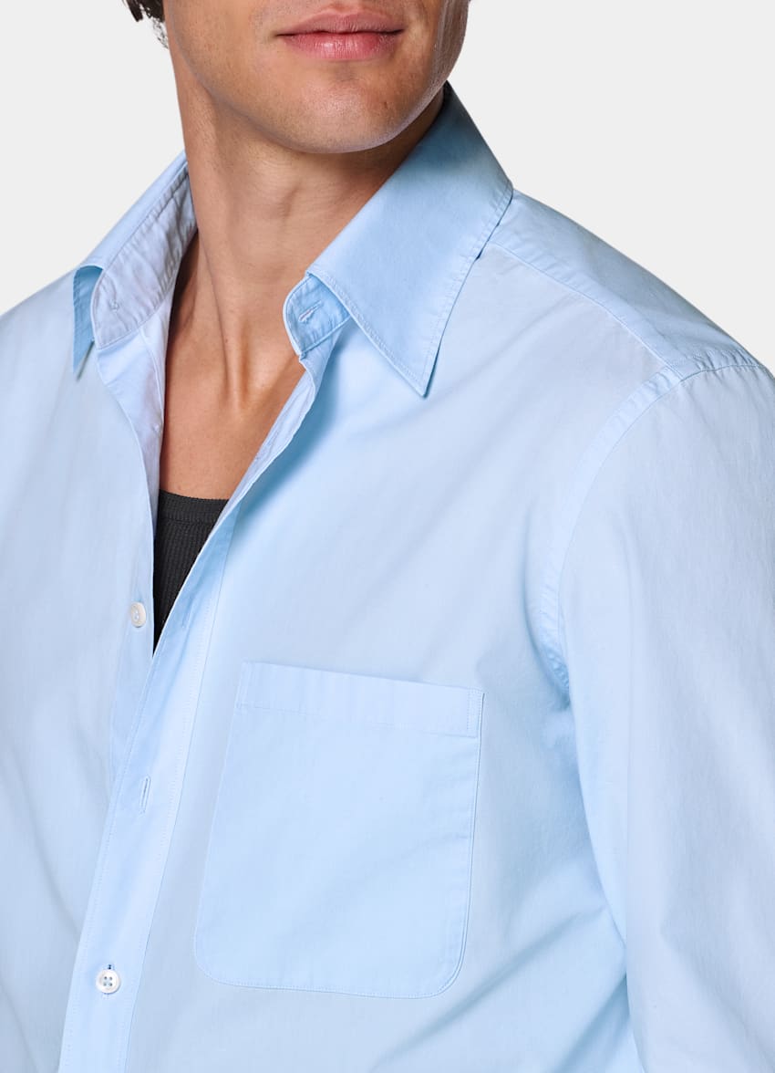 SUITSUPPLY Pur coton - Sidogras, Espagne Chemise en coton bleu clair