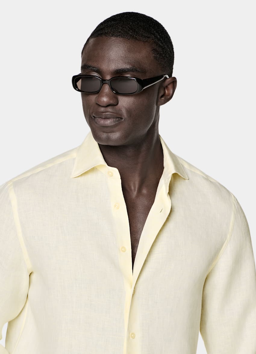 SUITSUPPLY Pure Linen by Testa 1919 Srl, Italy Light Yellow Linen Shirt