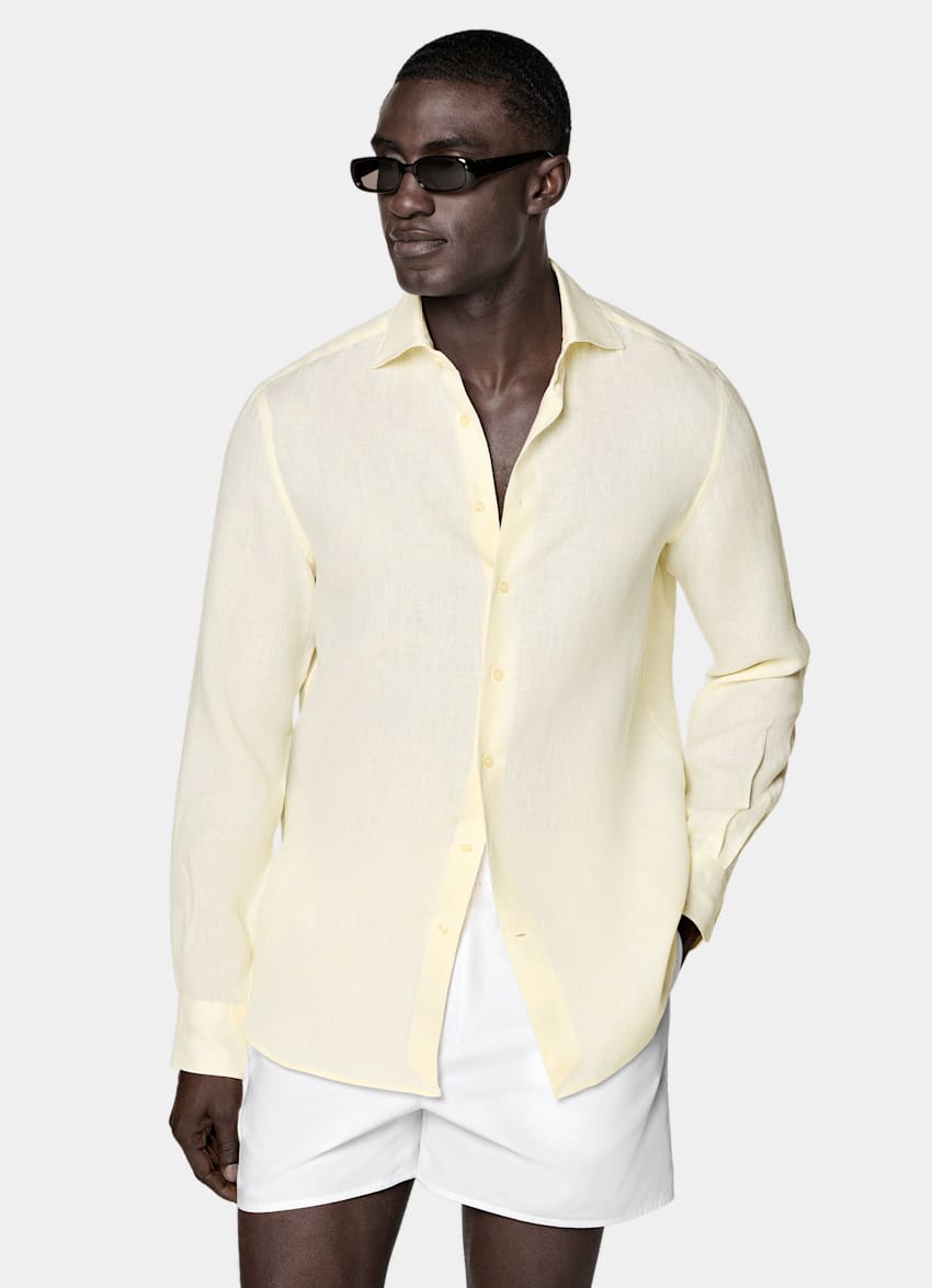 SUITSUPPLY Pure Linen by Testa 1919 Srl, Italy Light Yellow Linen Shirt