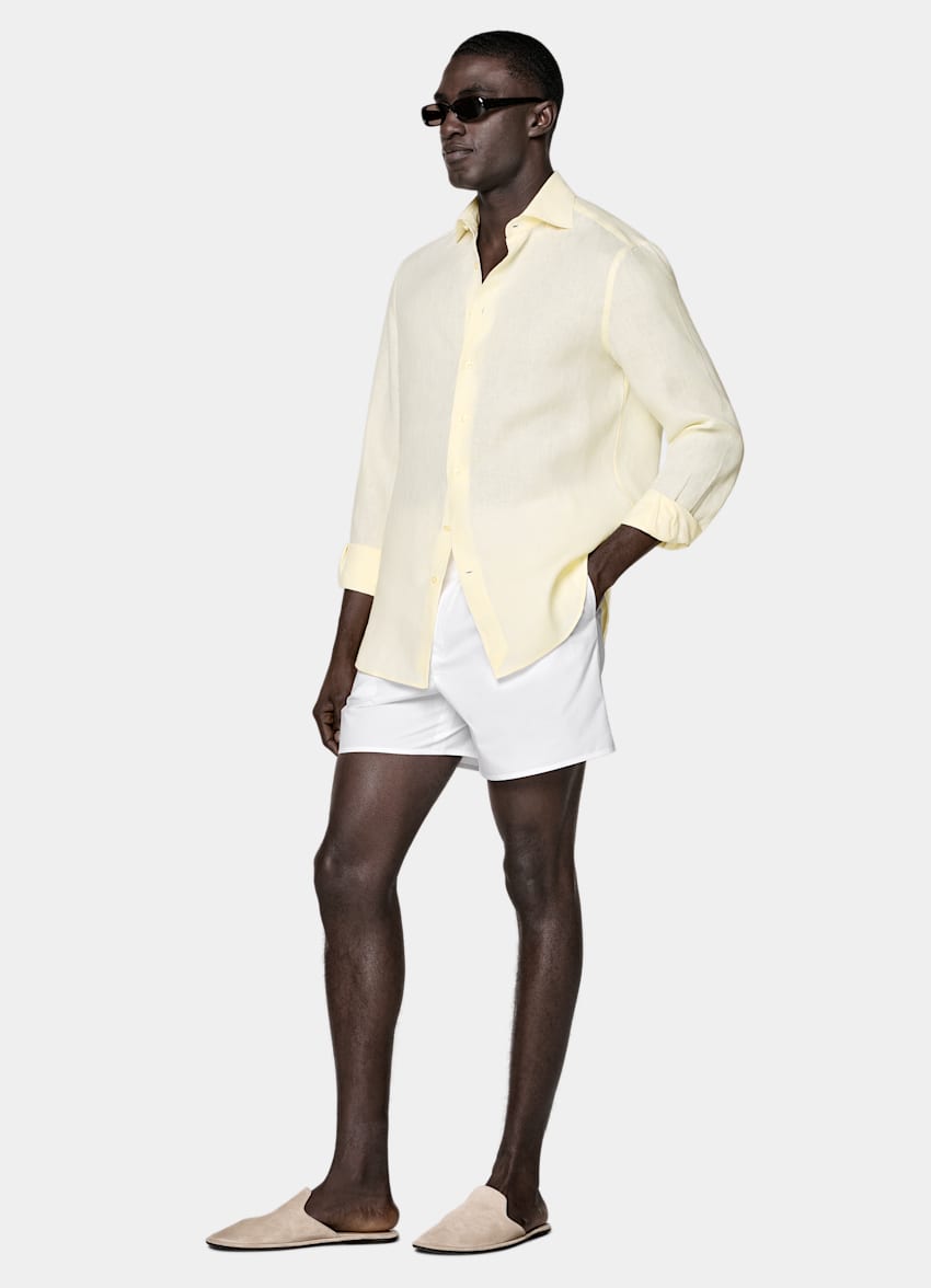SUITSUPPLY Pure Linen by Testa 1919 Srl, Italy Light Yellow Linen Shirt