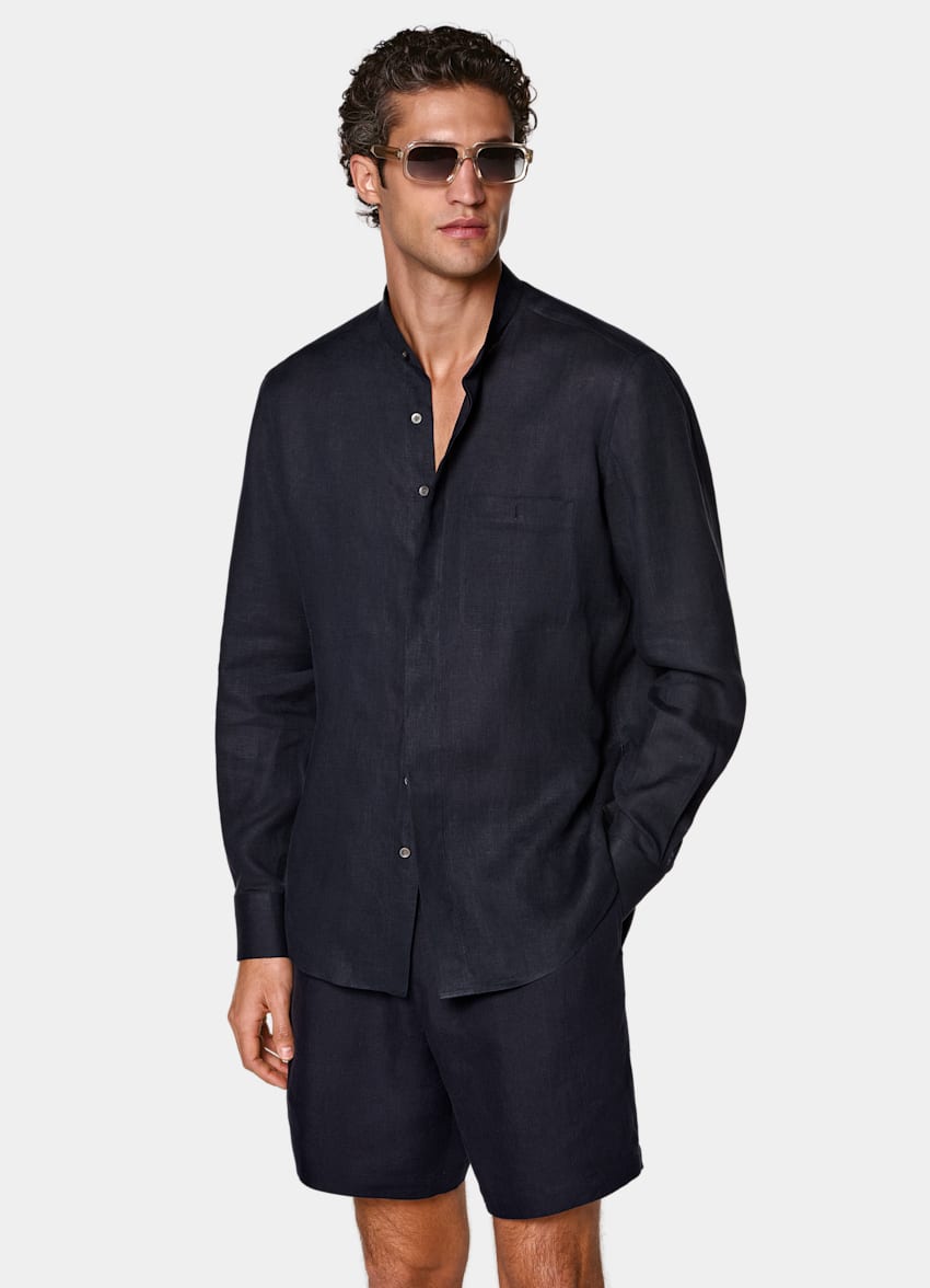 SUITSUPPLY Pure Linen by Baird McNutt, United Kingdom Navy Linen Overshirt